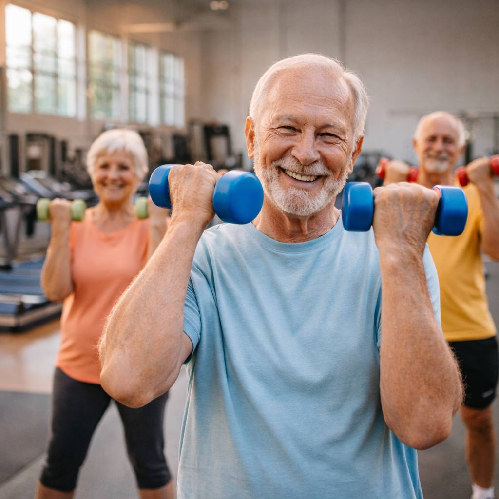 Aktive Senioren im Fitnessstudio